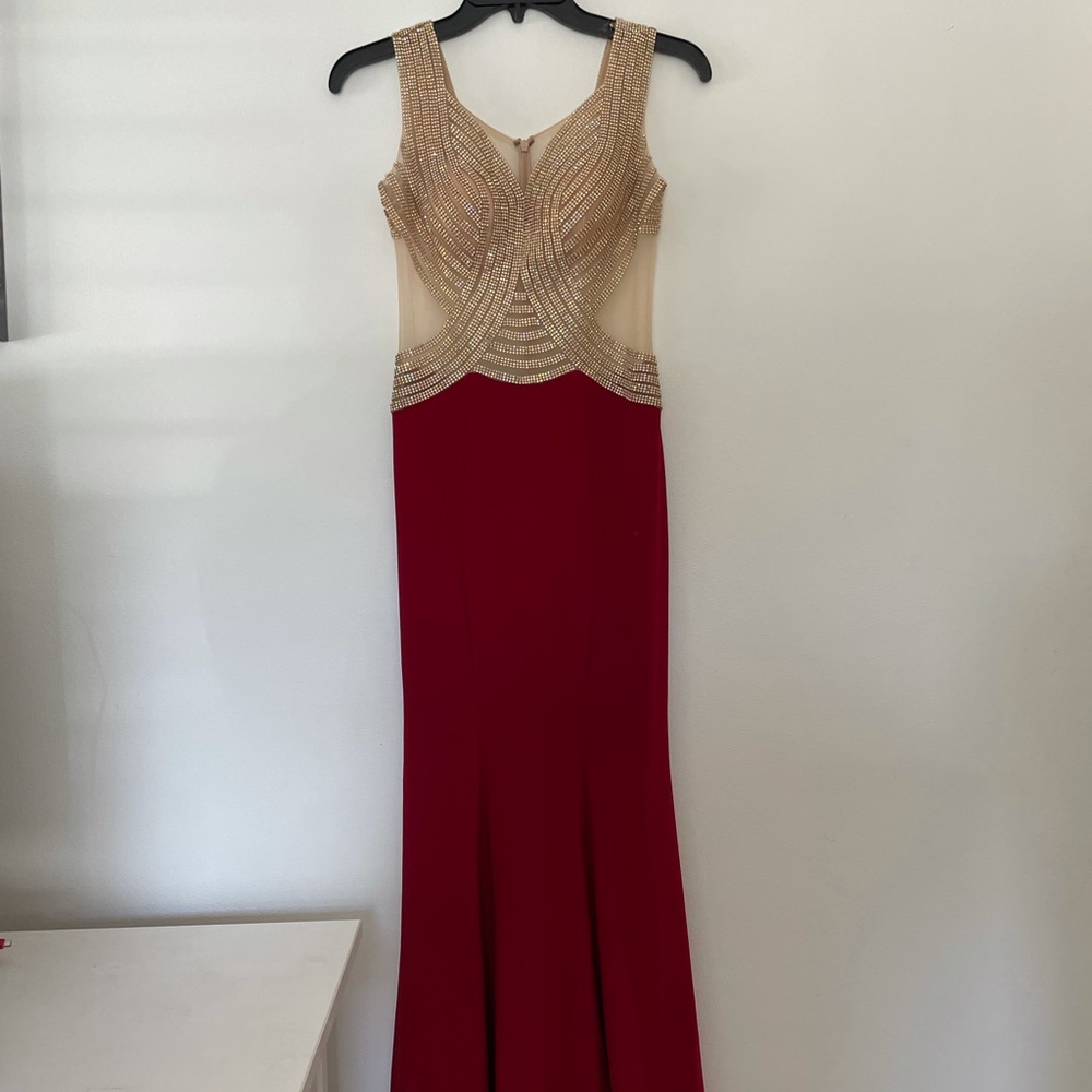 Burgundy & Nude Dress